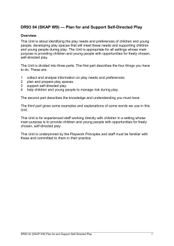 DR93 04 (SKAP W9) &mdash; Plan for and Support Self-Directed Play