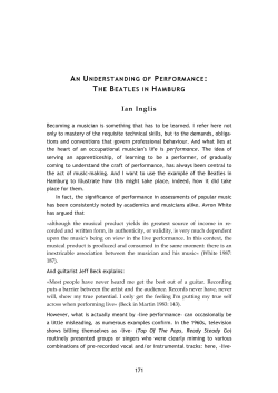 Popularmusikforschung39-11: An understanding of performance