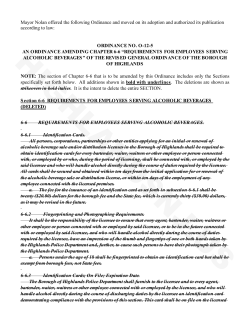 O-12-05 Amend Req for Employees serving Alcohol