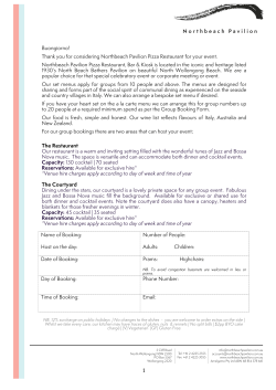 Set Menu Booking Form