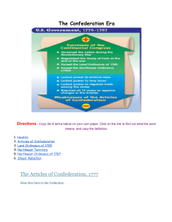The Confederation Era The Articles of Confederation