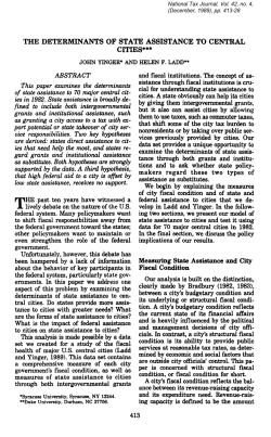 the determinants of state assistance to central cities