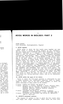 AEIOU Words In Biology: Part 2 - Digital Commons @ Butler University