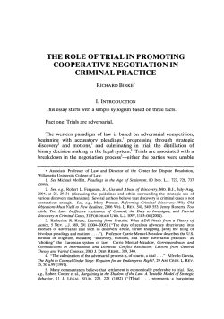 The Role of Trial in Promoting Cooperative Negotiation in Criminal
