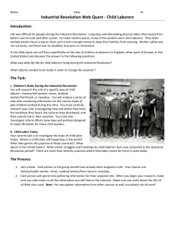 Industrial Revolution Web Quest - Child Laborers