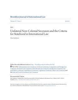 Unilateral Non-Colonial Secession and the Criteria for Statehood in