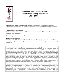 Gwinnett County Public Schools School Meals Family Application