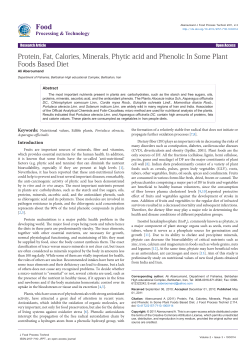 Protein, Fat, Calories, Minerals, Phytic acid and Phenoli