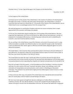 President Harry S. Truman, Special Message to the Congress on the