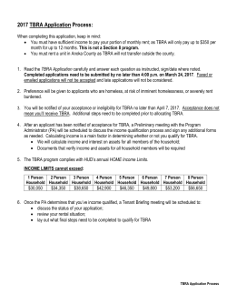 2017 TBRA Application Process: