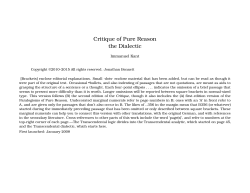 Critique of Pure Reason the Dialectic