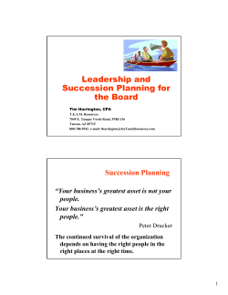 Leadership and Succession Planning for the Board