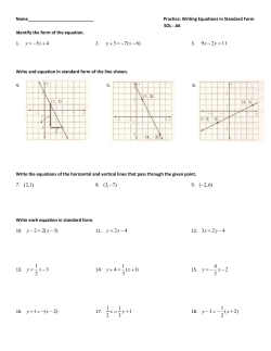 5 4 y x 3 7( 6) y x 2 11 x y 8. (3, 7) 9. ( 2,6) 2 2( 3) y x 2 4 y x 2 4 x y 1