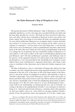 On Myles Burnyeat`s Map of Metaphysics Zeta