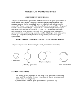 CHM 221- BASIC ORGANIC CHEMISTRY 1 ALLICYCLIC