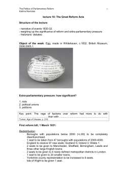 lecture 10: The Great Reform Acts