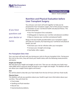 Liver Transplant Surgery Presurgical Nutrition and Physical Evaluation