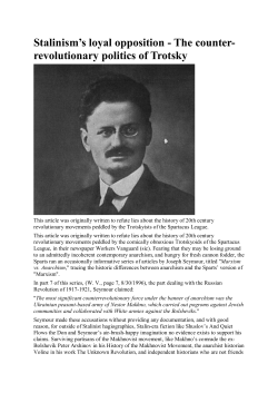 Stalinism`s loyal opposition - The counter- revolutionary