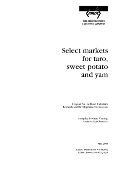 Select markets for taro, sweet potato and yam