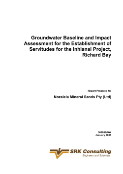 Groundwater Baseline and Impact Assessment for