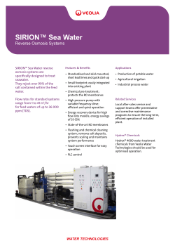 SIRION&trade; Sea Water - Veolia Water Technologies