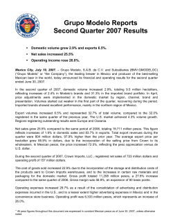 Grupo Modelo Reports Second Quarter 2007 Results