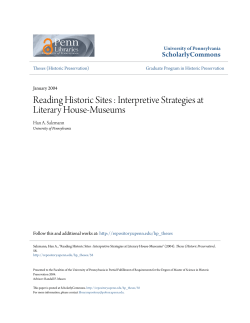 Reading Historic Sites : Interpretive Strategies at Literary House