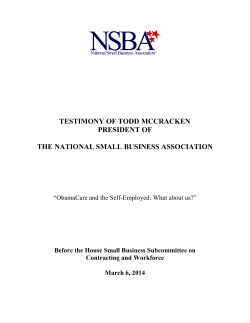 NSBA President Todd McCracken Testifies on Obamacare
