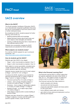 Fact Sheet - SACE Overview