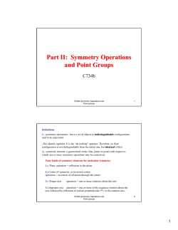 Part II: Symmetry Operations and Point Groups