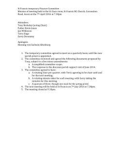 St Francis temporary Finance Committee Minutes of meeting held in