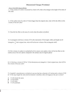 Answer tltefollowing problems. 1. If the volume of a cube is