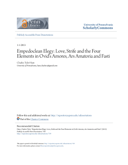 Empedoclean Elegy: Love, Strife and the Four Elements in Ovid`s