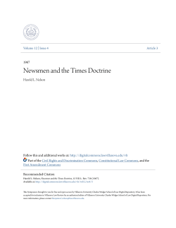 Newsmen and the Times Doctrine - Digital Repository