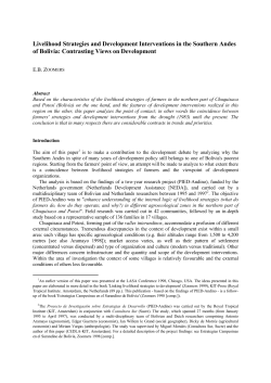 Livelihood Strategies and Development Interventions in