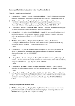 Seznam publikac&iacute; k t&eacute;matu disertačn&iacute; pr&aacute;ce &ndash; Ing. Mark&eacute;ta