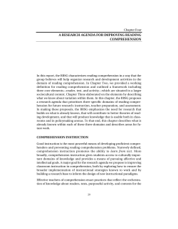 a research agenda for improving reading comprehension
