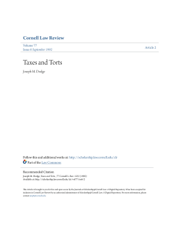Taxes and Torts - Scholarship@Cornell Law