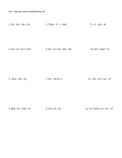 Pre &ndash; alg even more simplification wk 1. 3(x &ndash; 4y) &ndash; 2(y + 7x) 2. n(n +