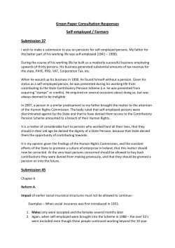 Green Paper Consultation Responses Self-employed