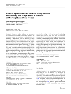 Satiety Responsiveness and the Relationship Between