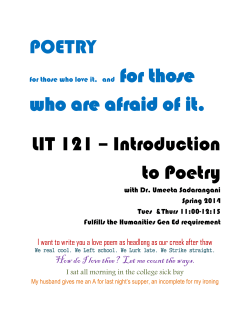 LIT 121 Introduction to Poetry