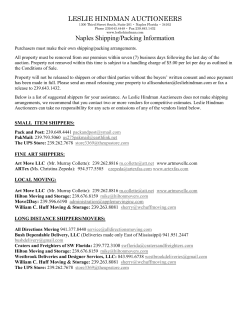 LESLIE HINDMAN AUCTIONEERS Naples Shipping/Packing