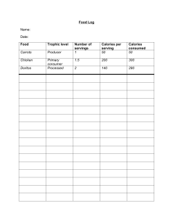 Food Trophic level Number of servings Calories per serving