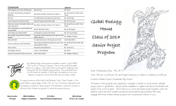 Global Ecology House Class of 2014 Senior Project Program