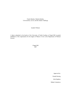 French Identity, Muslim Identity: Universalism, La&iuml;cit&eacute;, and the