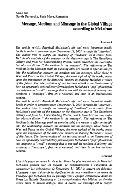 Message, Medium and Massage in the Global Village according to