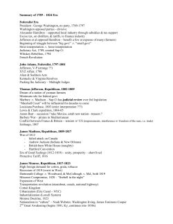 Summary of 1789 – 1824 Era Federalist Era President : George
