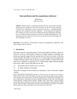 Taste predicates and the acquaintance inference