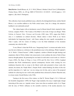67 Book Review: Harold Bloom, ed., H. G. Wells [`Bloom`s Modern